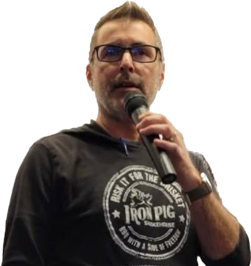 Ian Murphy in a Risk It for the Brisket shirt